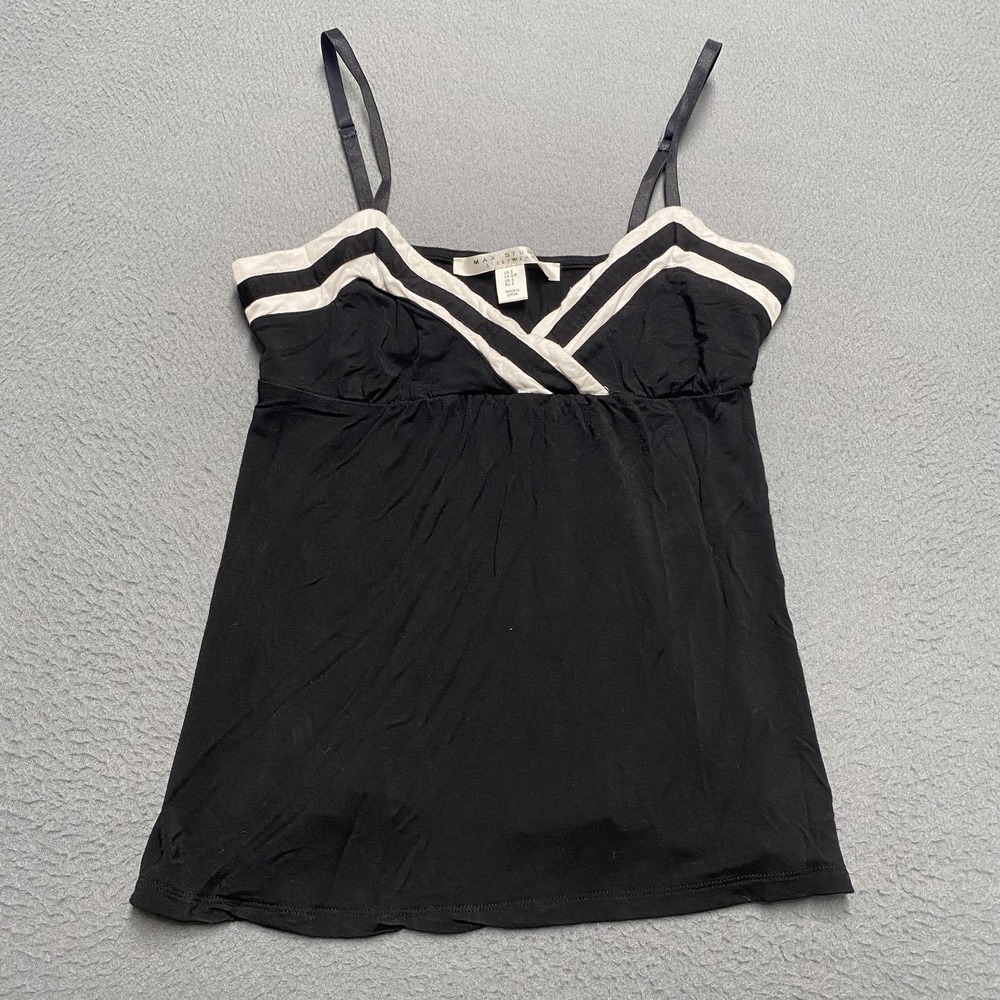 Max Studio Sleepwear Gown Womens‎ Small Black Babydoll V Neck Adjustable Straps